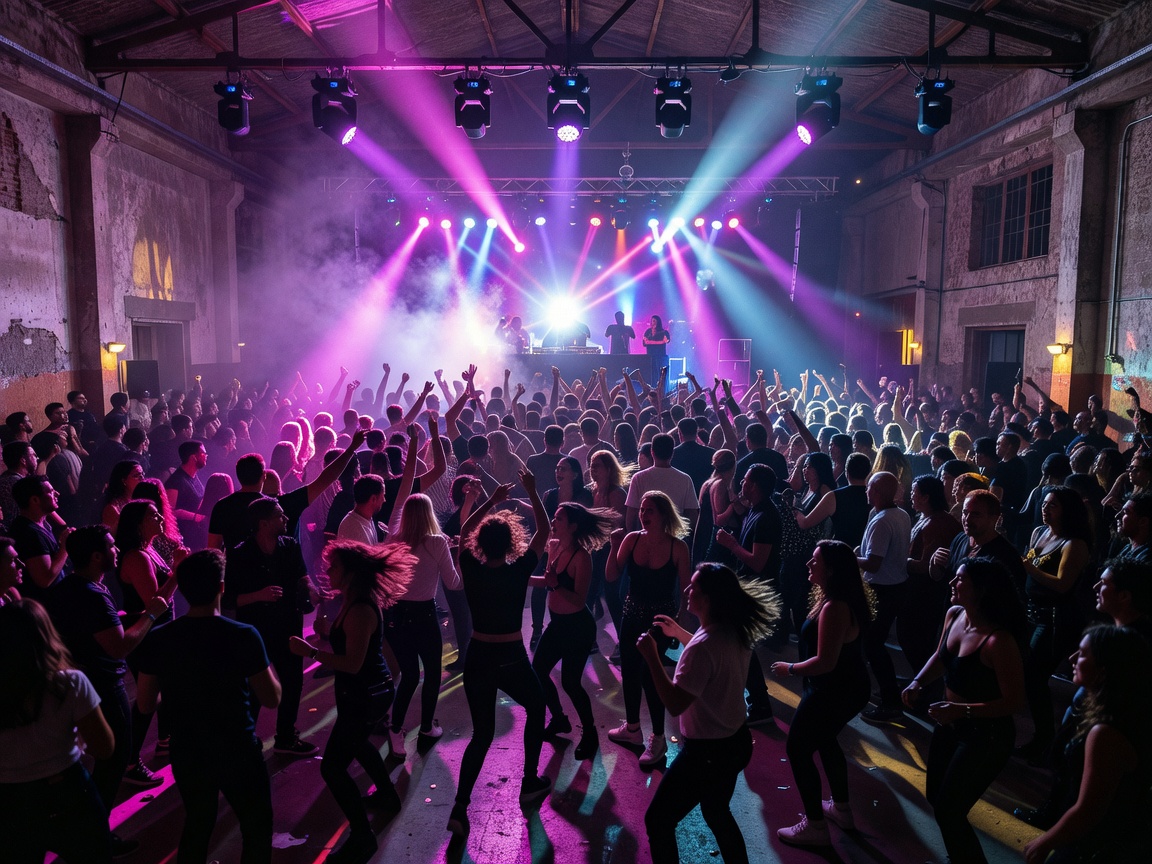 Razzmatazz Barcelona warehouse crowd stage lights